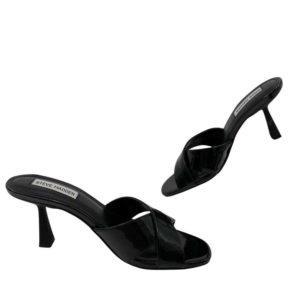 Steve Madden Black Heels Open Toe Kitten Heel | Womens 7.5